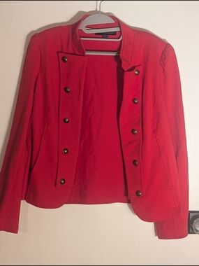 Tommy Hilfiger Red Military-Style Buttoned Blazer